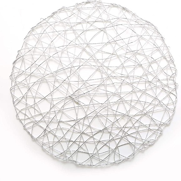 Dining 15 Silver Metallic String Woven Placemats Round Table